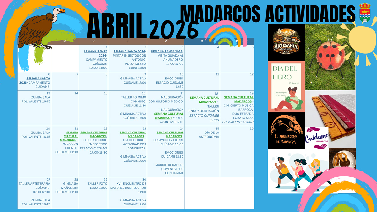 CALENDARIO MADARCOS ABRIL 2026