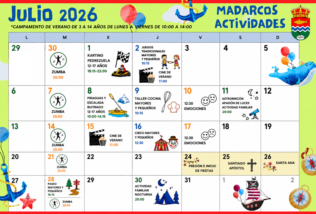 Calendario Julio 2026