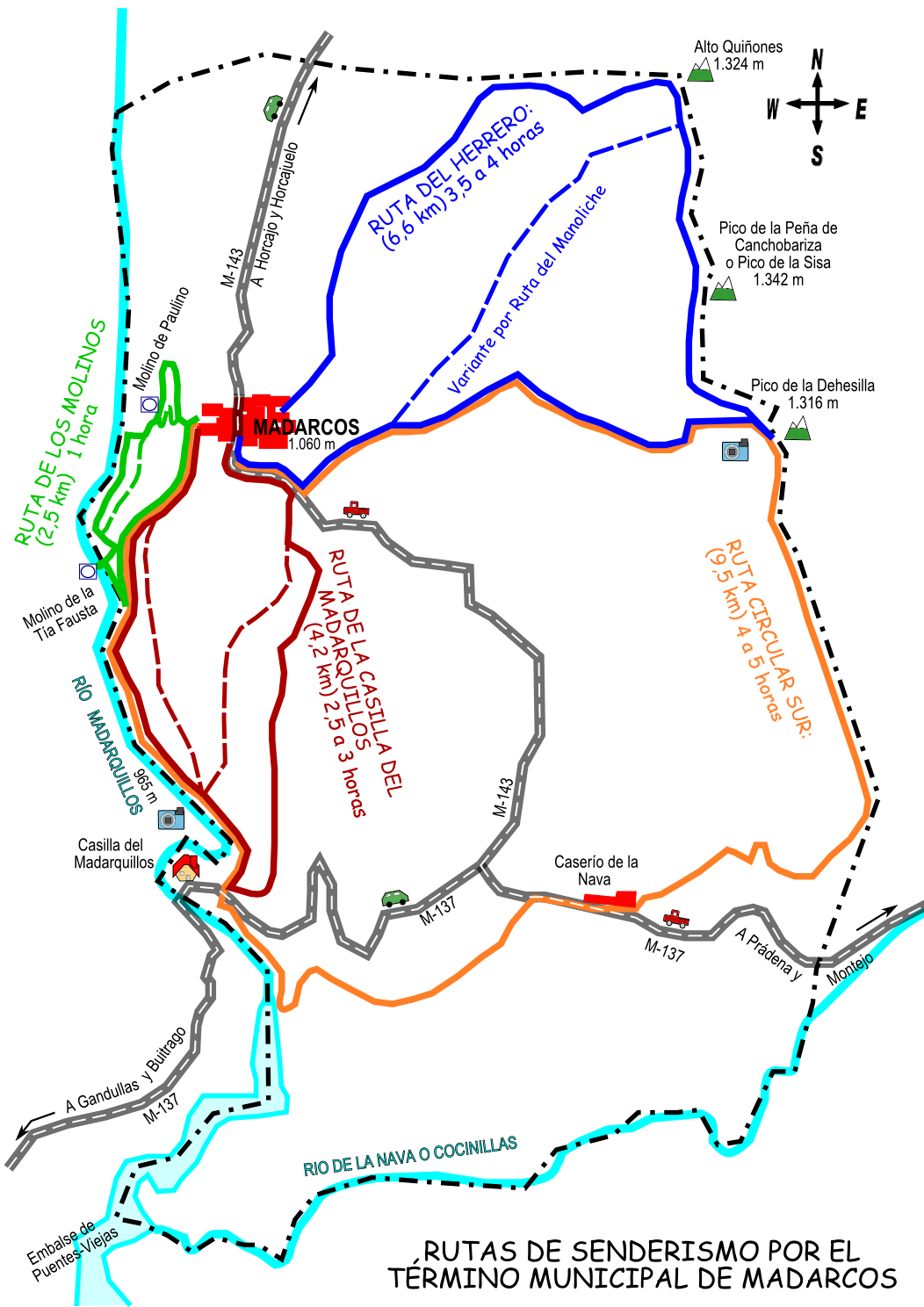 Mapa rutas senderismo Madarcos