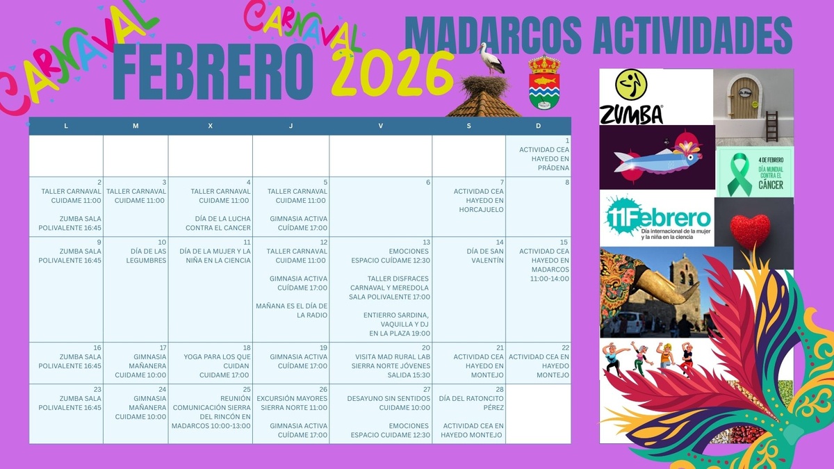 CALENDARIO MADARCOS Febrero 2026