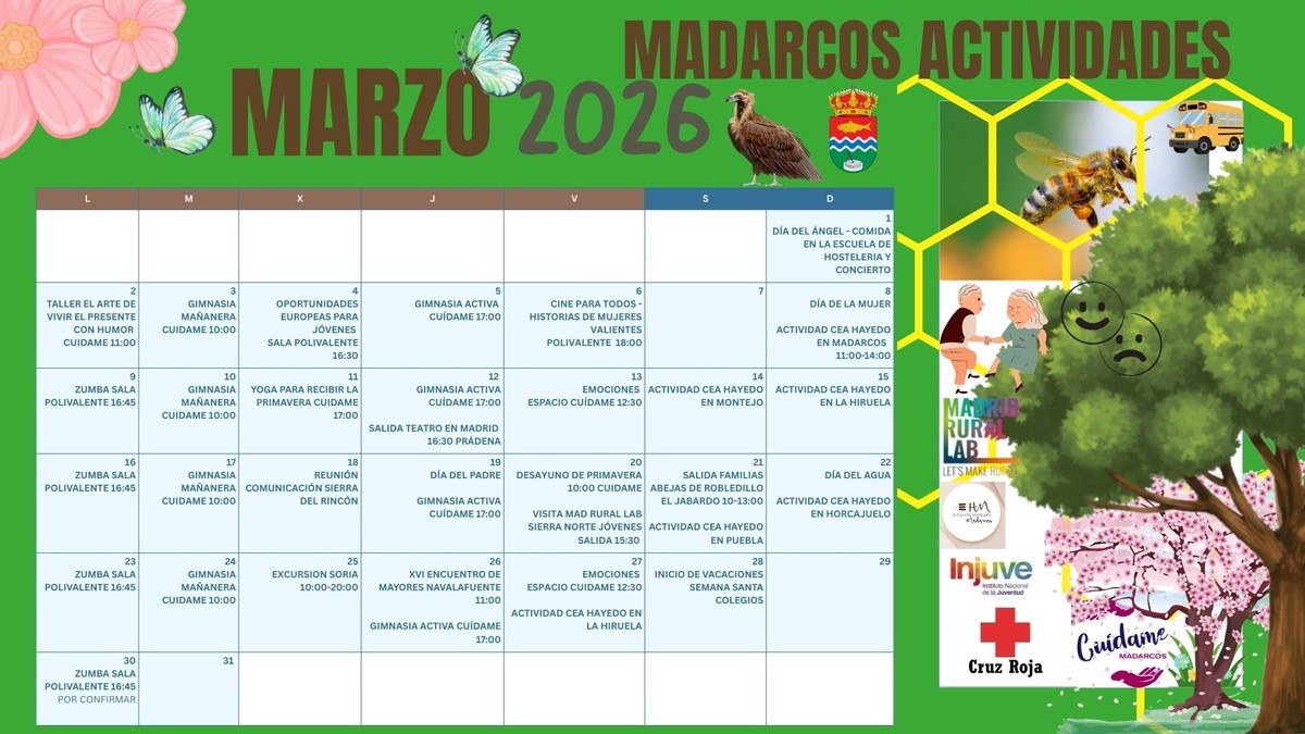 CALENDARIO MARZO MADARCOS 2026