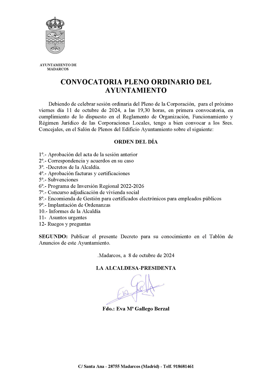 CONVOCATORIA 11 10 2024