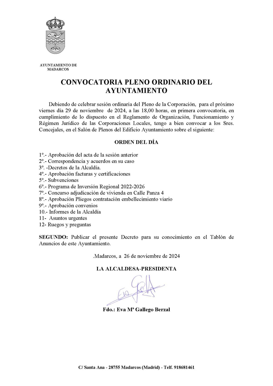 CONVOCATORIA 11 10 2024