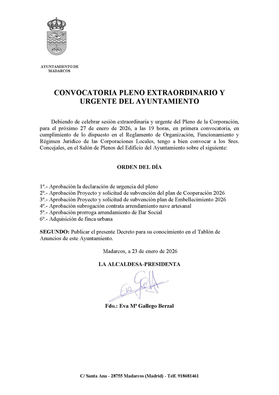 convocatoria pleno 27 01 2025